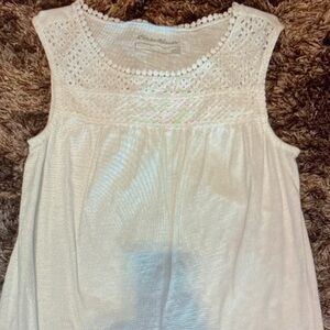 Eddie Bauer White Crochet Trim Tank Top